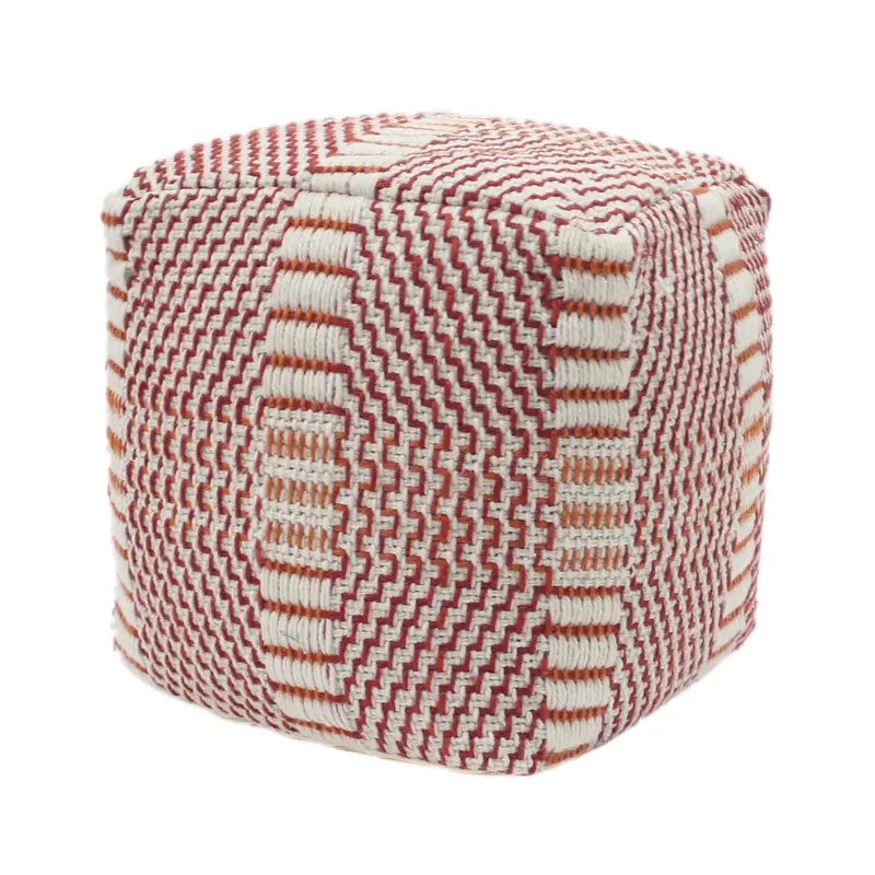 Water-Resistant 16-Inch Square Ottoman Pouf – All-Weather Boho Footrest Nh220803 1