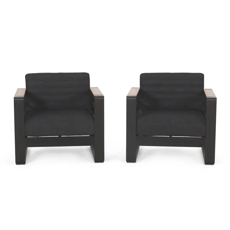 Weather-Resistant Outdoor Club Chairs (Set Of 2) In Dark Gray, Natural, And Black - Nh554413 1