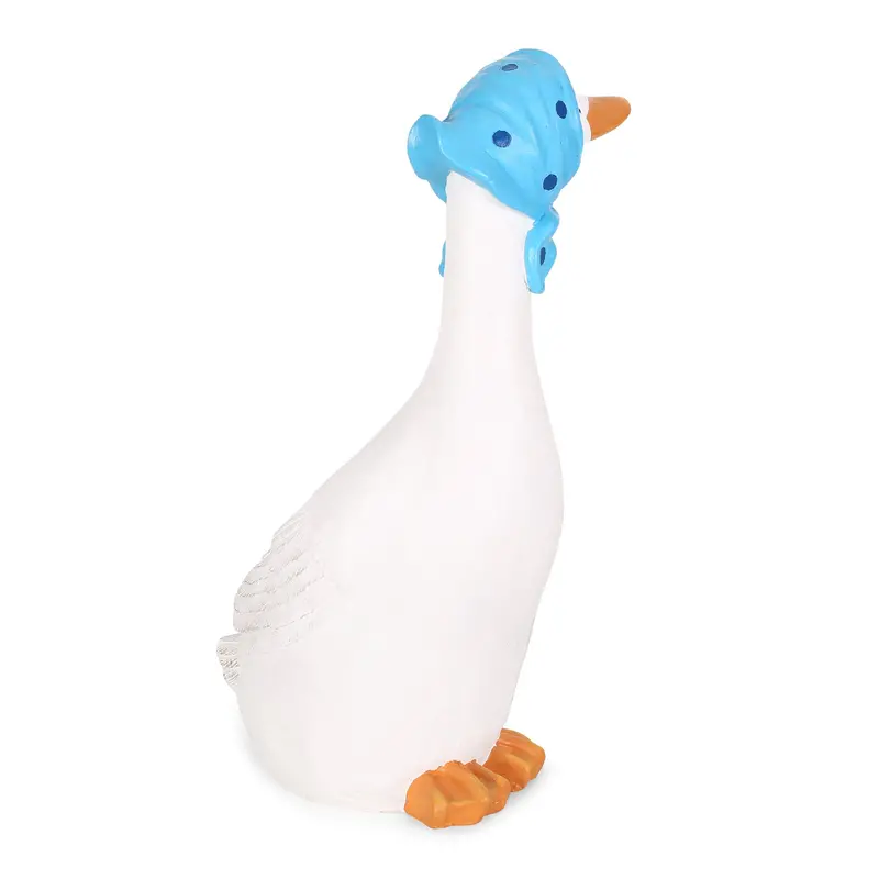 White And Blue Outdoor Goose Garden Sculpture For Pathway Styling 1