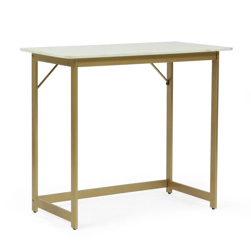 White Marble-Top Desk With Gold Accents – Modern Glam Workspace Essential 1
