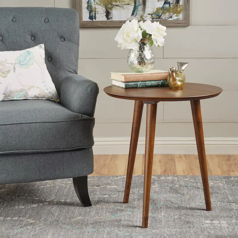 Wood-Finish End Table With Faux Wood Veneer – Layered Texture, Affordable Elegance (Nh862103) 1