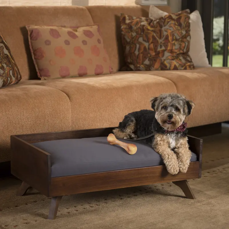Wood-Frame Dog Bed With Cushioned Comfort - Nh542203 1