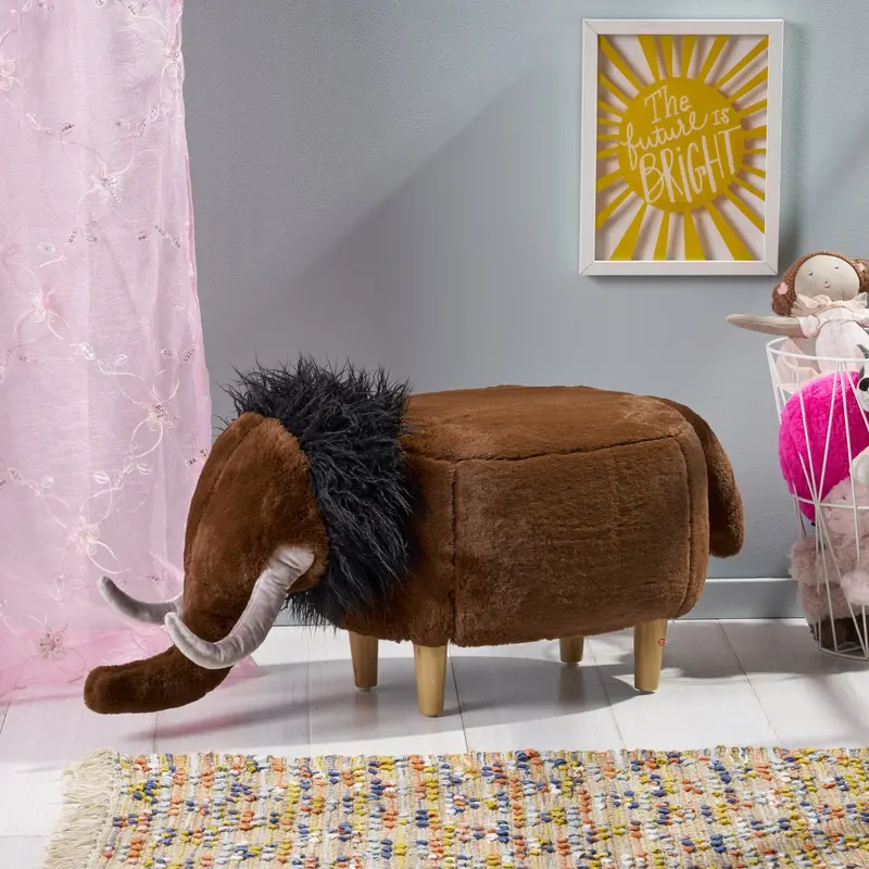 Woolly Mammoth Fabric Ottoman – Unique Prehistoric-Themed Seating - Nh493013 1
